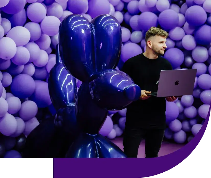 PM - purple background